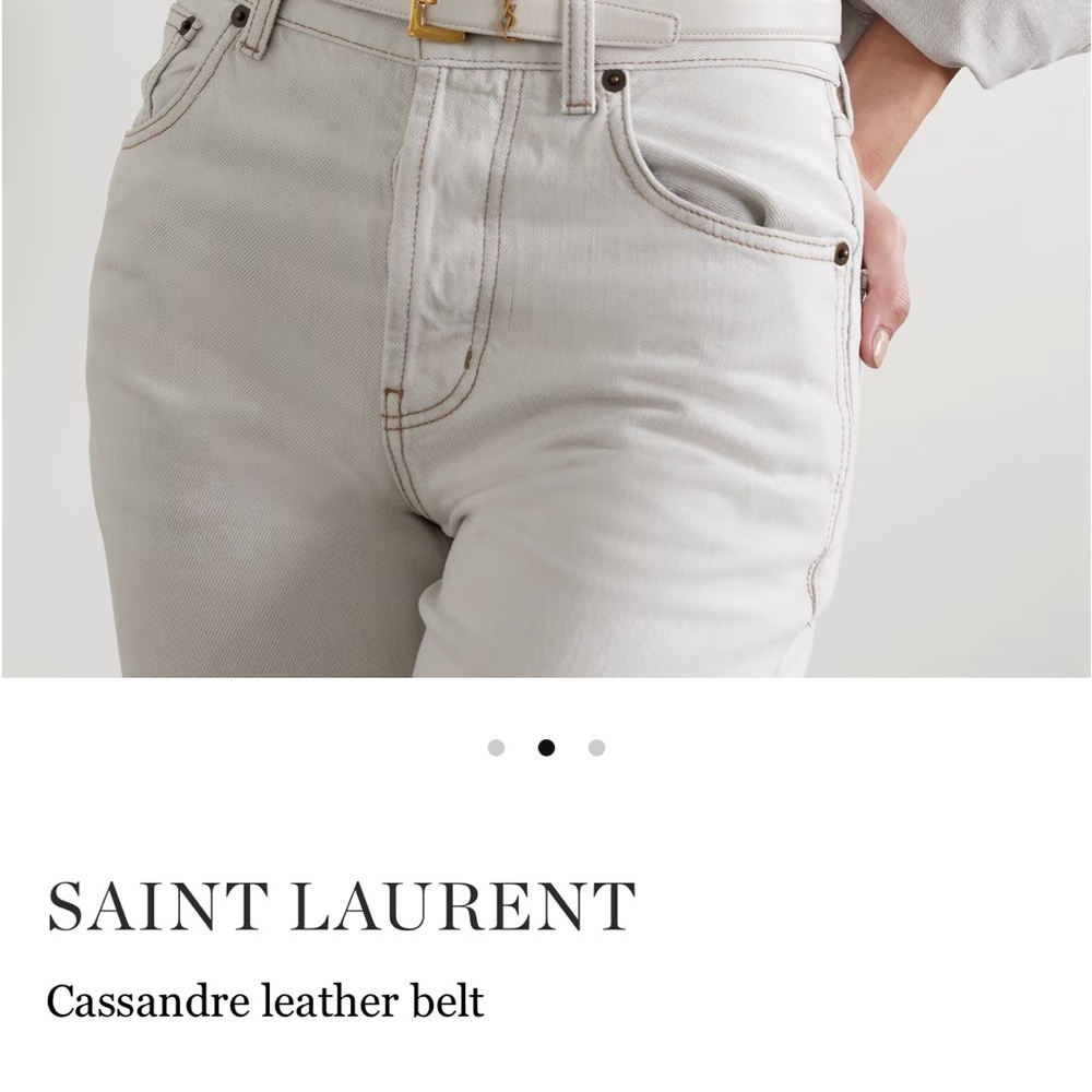 Saint Laurent Ivory Belt with Gold-Tone Buckle - Picture 7 of 10